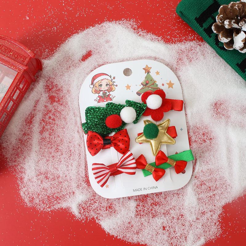 Рождественские заколки для волос для девочек 2024 - Праздничный бант и боковые аксессуары для детей