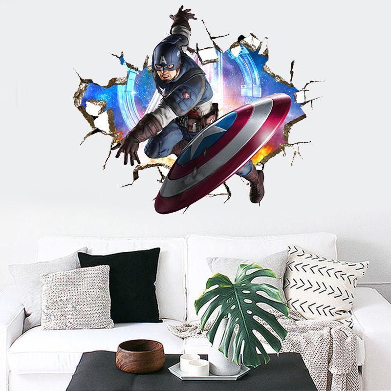 Colorful Avengers 3d Wall Decal For Kids Room Superhero Mural Removable Peel And Stick Wallpaper