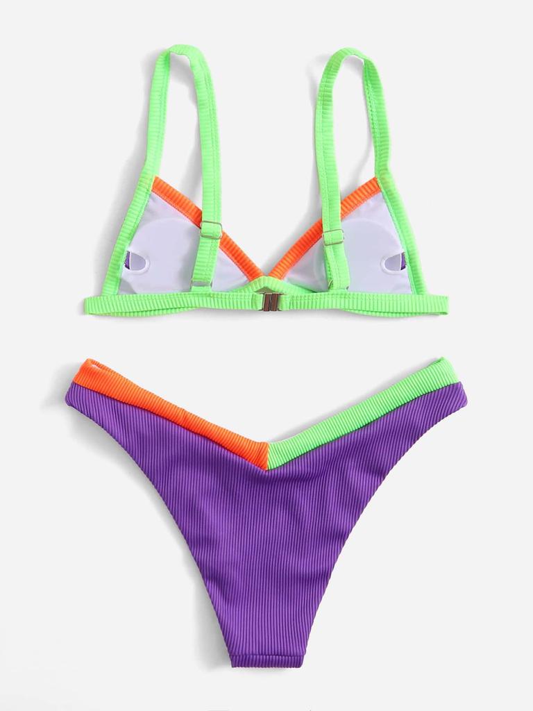 Yi Yong 2024 Сексуальный купальник бикини в стиле пэчворк с цветными блоками Женский купальник