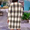 Women Plus Size V Neck Long Sleeve Printed Polka Dot Straight Dress