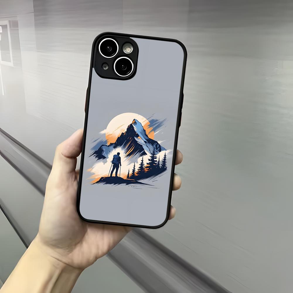 Чехол для телефона для кемпинга на природе для iPhone 17 16 15 14 13 12 Pro Max Xr Air Plus Черный жесткий чехол с ощущением кожи