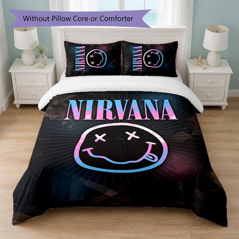 Nirvana Print 3Pcs Bedding Set Duvet Cover With Two Pillowcases Soft Bed Linen For Household Bedroom