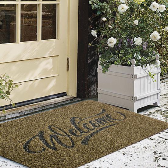 Коврик для входной двери с принтом приветственной надписи, домашний декор, прочный напольный коврик для переднего входа
