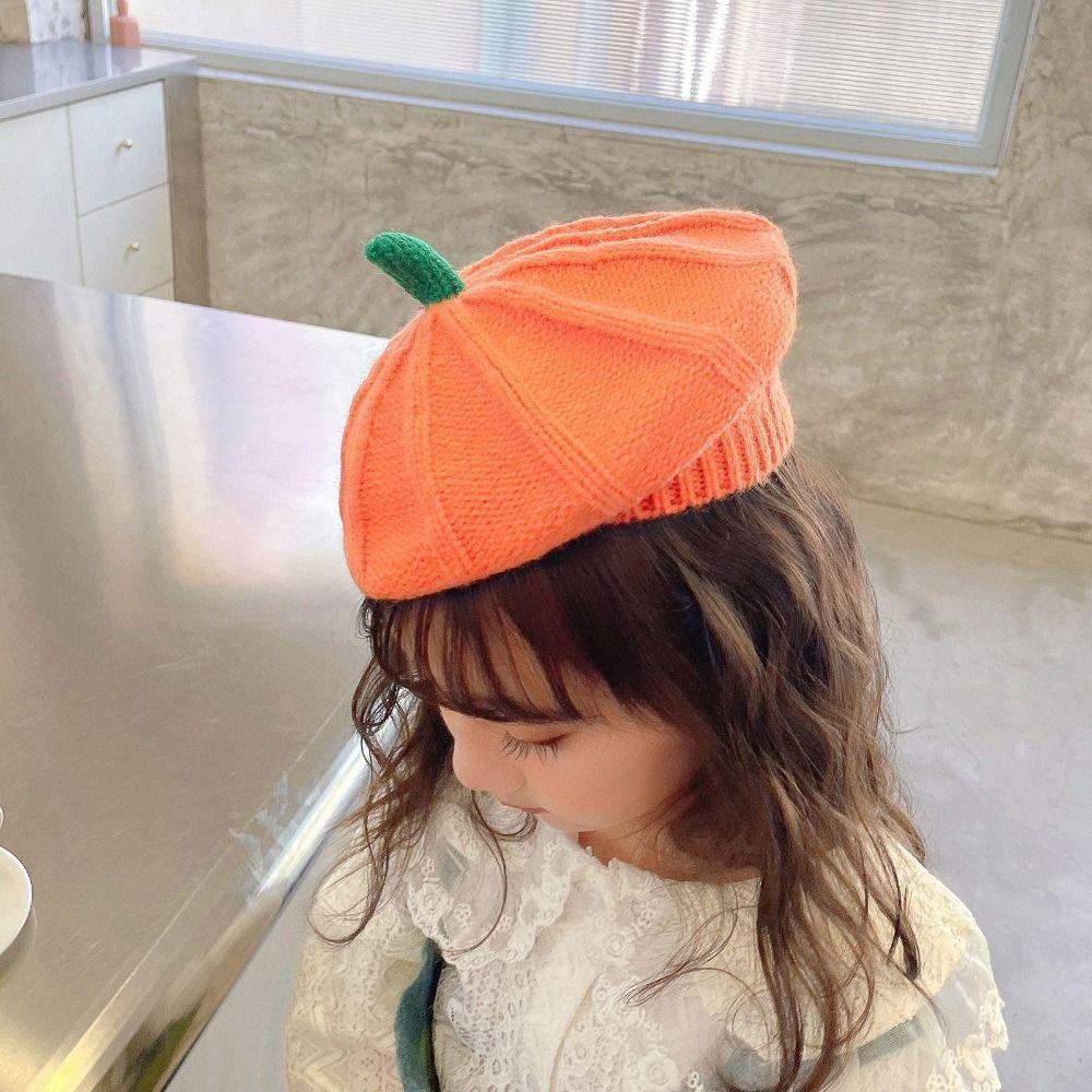 Painter Hat Pumpkin Beret Orange Parent-Child Hat Fashion Knitted Hat Kids