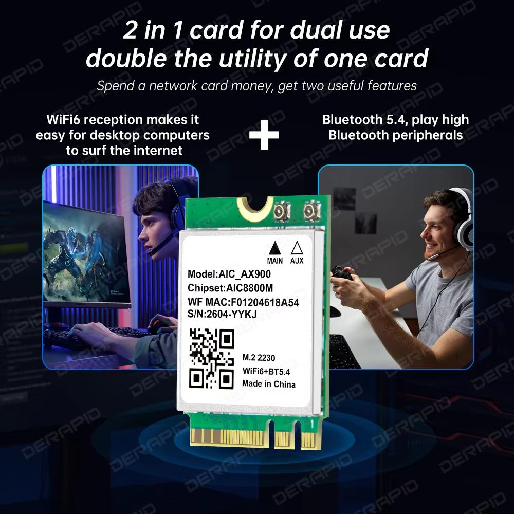 AX900 WiFi 6 Bluetooth 5.4 PCIe Card Dual-Band 2.4G/5.8GHz Wi-Fi 6 Wireless Network Card for Windows 10/11 Laptop/PC 3