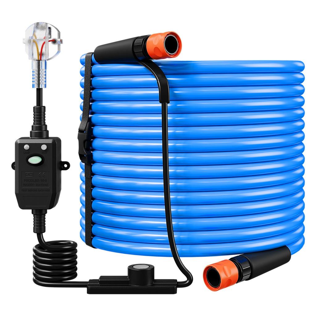 VEVOR 30.5m Heated Water Hose for RV -43 degrees C Anti Freeze Drinking Water Hose, 12.7 mm ID, Smooth Surface, with Leakage Protection GFCI
