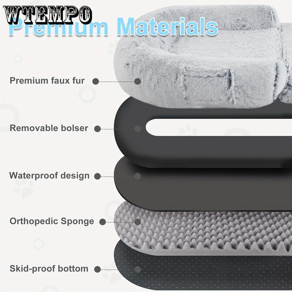 Складная плюшевая ортопедическая кровать для собак размером 180X115X25 см - моющиеся кровати для собак больших пород и людей - серый