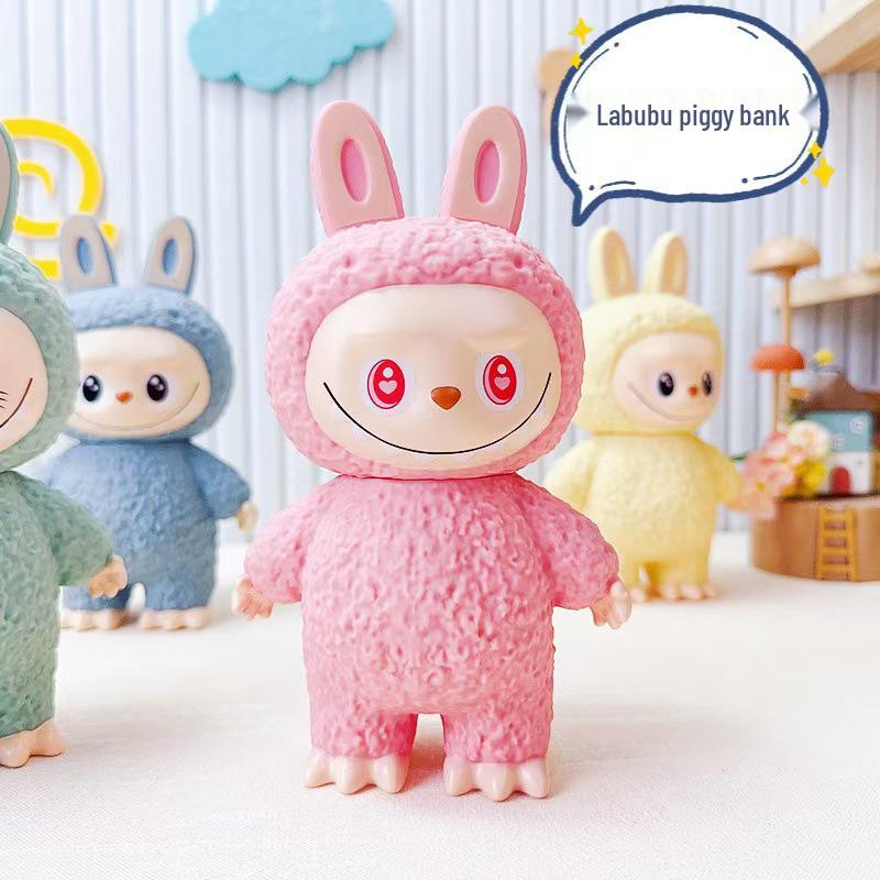 Labubu Cute Piggy Bank Figurine: Coin Storage Savings Jar for Children and Students