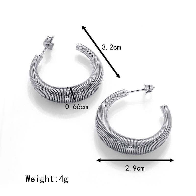 Серьги-пружинки в стиле ретро из нержавеющей стали с простым покрытием из 18-каратного золота и титановой стали, женские серьги с простым кольцом