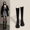 Женские ботфорты 2025 года на толстой подошве с флисовой подкладкой для худых икр - Универсальный и теплый осенне-зимний стиль