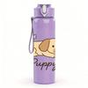 1PC Sleepy Puppy Dog Pattern 750ml Color Plastic Sports Water Bottle Leakproof Flip Straw Lid Suitable for Sports Office Home Use