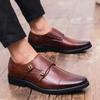 Men Monks Dress Loafers Shoes Wedding Driving Casual Brown Formal Business Leather Shoes Plus Size