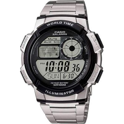 Часы цифровые мирового времени Overseas Model Metal Band Silver [Casio] Мужские AE-1000WD-1AV [Товар]