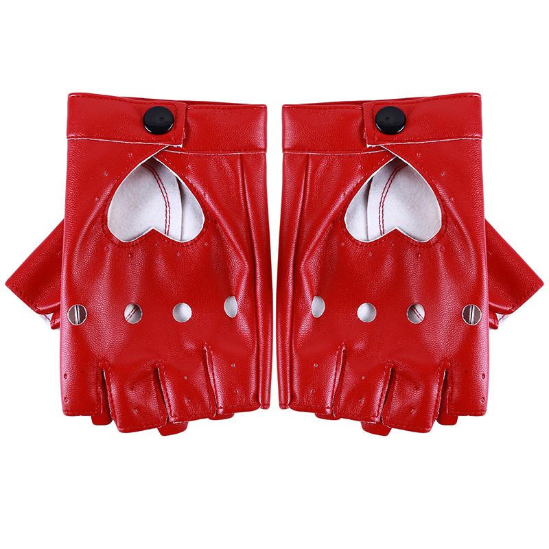 Fashion Half Finger Driving Women Comfortable Gloves PU Leather Fingerless Gloves For Women Black Red White Punk Glove