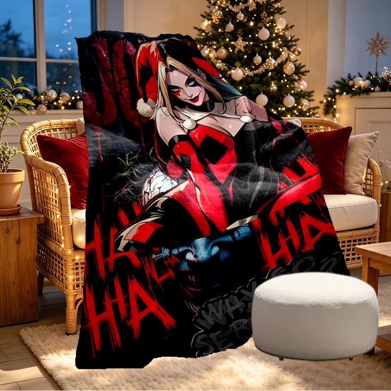Harley Quinn Joker Print Blanket - Soft & Comfortable, for Bedroom, Travel, Sofa, Home Decoration - Birthday Christmas Gift for Friend