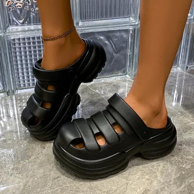 Мода 2025 Горячая Распродажа Женская Обувь Баотоу Женские Тапочки Мода Однотонные Повседневные Тапочки Женские Летние Слингбэки Тапочки на Платформе