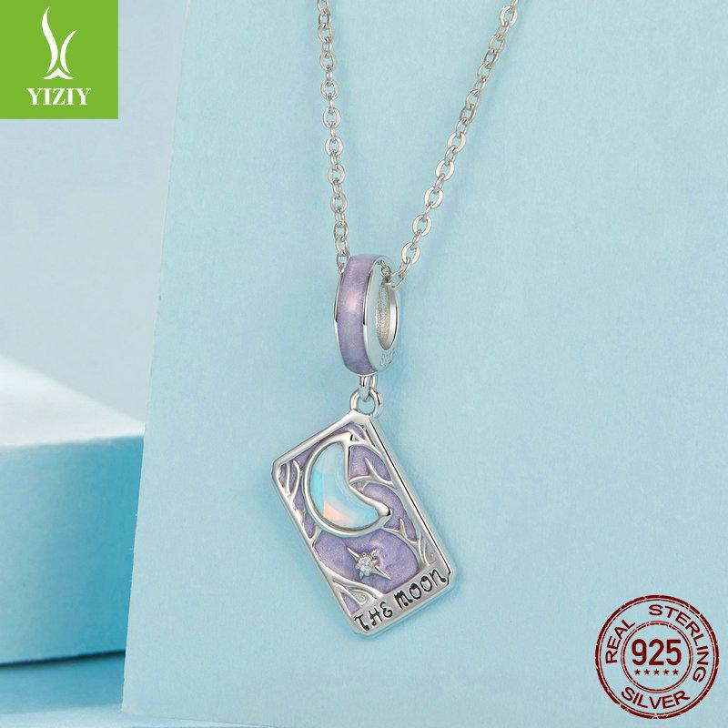 Романтический кулон Таро «Пурпурная луна», браслет из серебра S925 с бусинами «Сердце мечтательной девушки».