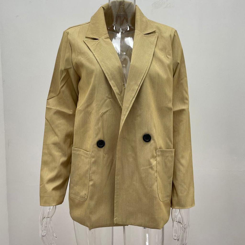 Women's Solid Color Casual Long Sleeve Cardigan Pocket Casual Jacket Suit Jacket