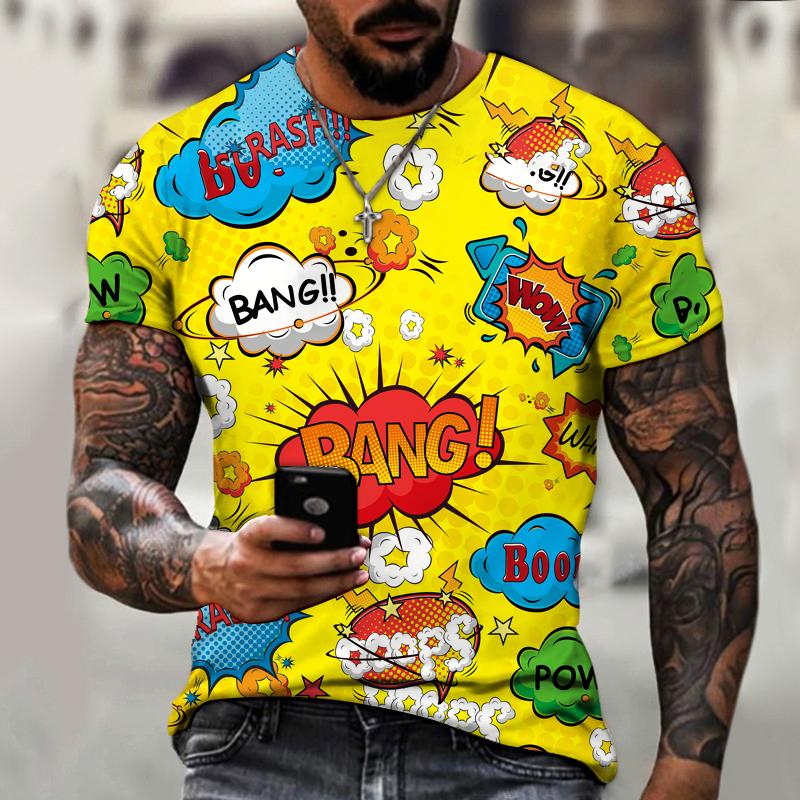 Новая мужская уличная мода граффити взрывной элемент 3D футболка лайкра полиэстер высококачественная футболка большого размера