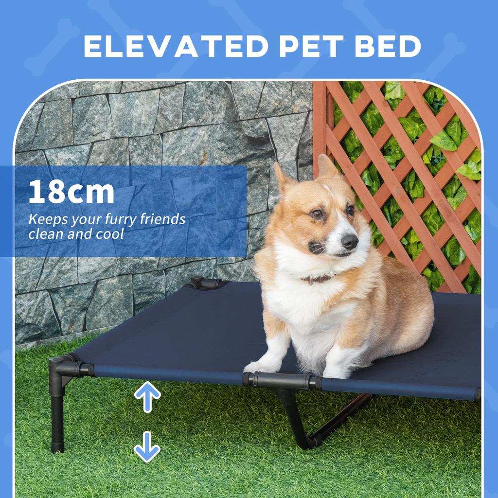 Raised Dog Bed Cat Elevated Lifted Portable Camping With Metal Frame Blue Large