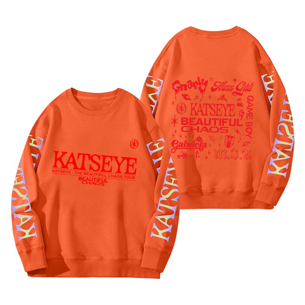 Women's Fashion Long Sleeve Print Round Neck Loose Pullover Sweater Top