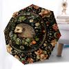 Hedgehog, FloralThemed Automatic Opening and Closing Umbrella 8 Ribs, Suitable for Leisure and Going Out, Outdoor Accessory, Gothic Style,