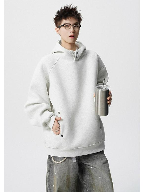 Модная Плюс Бархатная Тяжелая Унисекс Толстовка с Капюшоном на Пуговицах Ретро Пуловер Толстовка Куртка