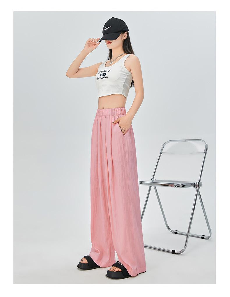 Женские весенние брюки из шёлка с высокой талией и складками — узкие, свободные, широкие с карманами