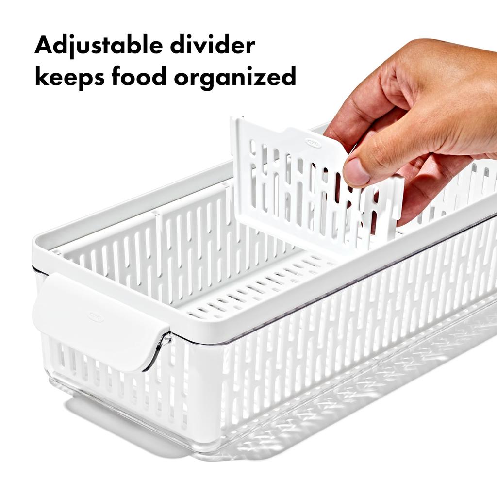 OXO Refrigerator Vegetable Compartment Storage Organization Vegetable Keeper Vegetables Freshness Comes with Draining Basket Dishwasher Safe Medium