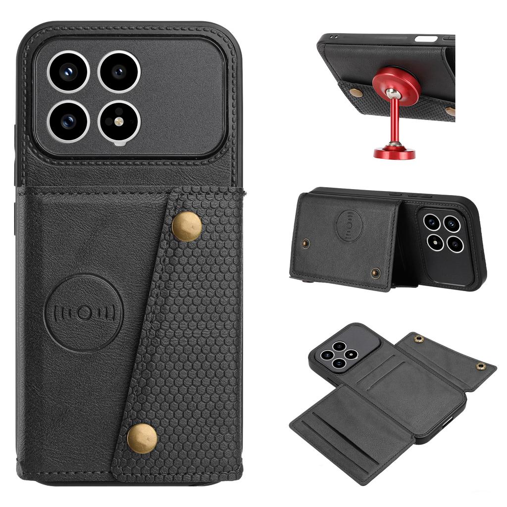 Чехол для телефона Xiaomi Poco F8 Pro / Redmi K90 5G со слотами для карт, подставкой, из кожи + ТПУ