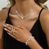 Elegant Jewelry Set: Necklace, Earrings & Bracelet - Sparkling Full Diamond Three-Piece Evening Accessory