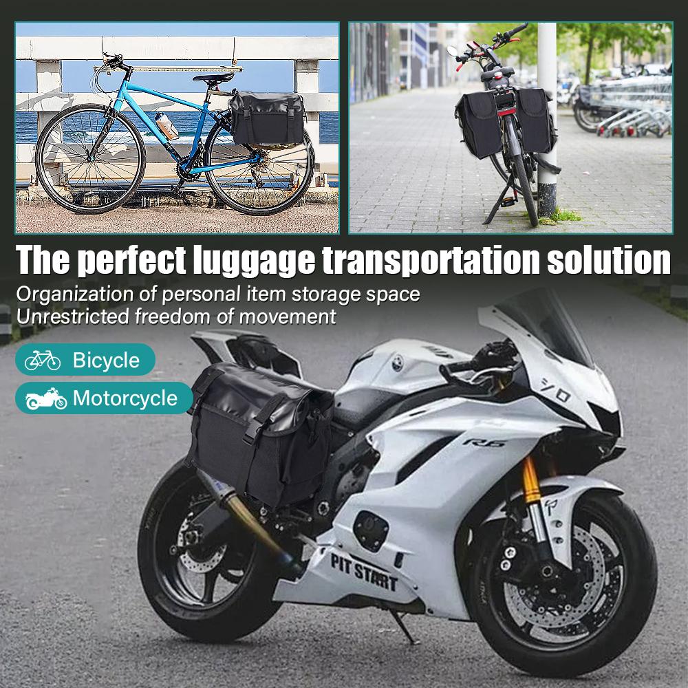 Черная парусиновая подвесная сумка Мотоциклетная двусторонняя подвесная сумка с расширяемым объемом, устойчивая к давлению и растяжению