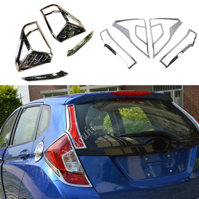For Honda Fit Jazz 2014 2015 2016 2017 Car Rear Back Light Lamp Hood Molding Frame Stick Styling Abs Chrome Cover Trim Hoods