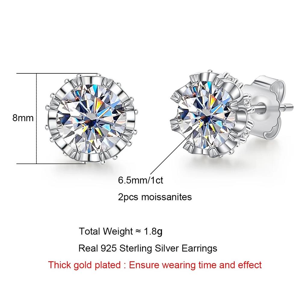 D Color 1 Carat Moissanite Diamond 18K Gold Plated Flower Bridal Stud Charm Earrings 2022 Trend For Woman