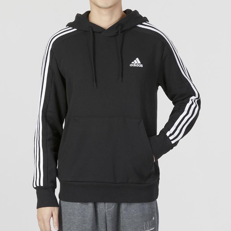 adidas Мужская толстовка с капюшоном на молнии во всю длину, 3 полоски, черная IC0435