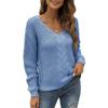 Women's Casual Long Sleeve Knitted Sweater with V Neck Oversized Fit Solid Colour Luxurious Relaxed-fit Slimming and Versatile Top