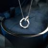S999 Pure Silver Double Ring Necklace for Women Light Luxury Minority