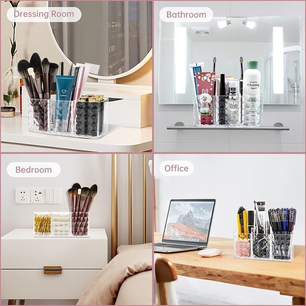 Clear Makeup Brush Storage Boxes Durable Eyelash Brushes Organizer Cosmetic Organizer  Desk