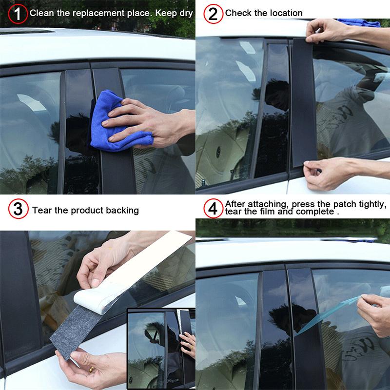 6Pcs for Toyota Yaris XP90 5-Door Hatchback 2006-2011 Door Window Pillar Posts Trim Molding Cover Stickers
