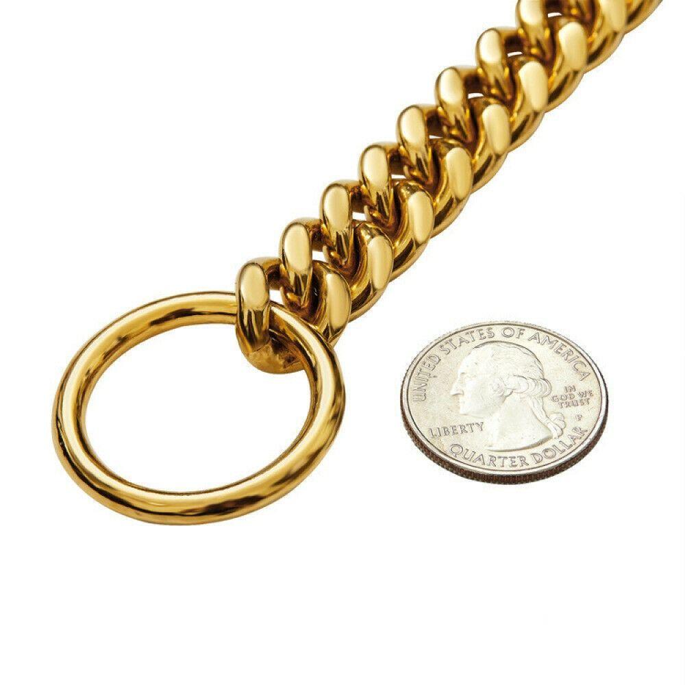 Прочное шифрованное кольцо для собаки, металлическая золотая цепь, ошейник для собак, ожерелье для домашних животных, кубинская цепь