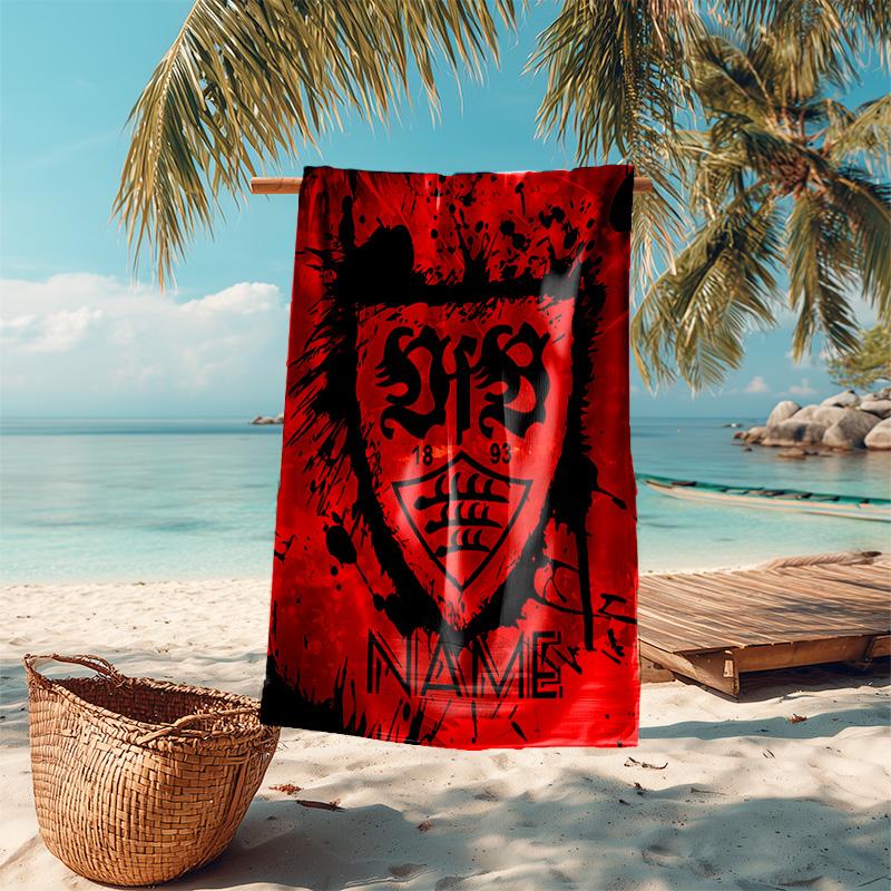Personalized customized proof beach towel with VfB Stuttgart pattern - soft, absorbent,quick-drying,perfect swimming,camping&bathing