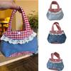 Sweet Fresh Lace Handbag Korean Style Cute Coin Purse Vintage Denim Plaid Handbag  Students