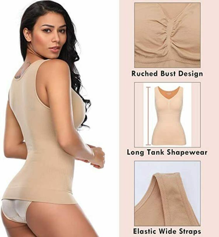 Корректирующая майка-камисоль для женщин с встроенным бюстгальтером и контролем живота, майка-топ на бретелях с высокой степенью компрессии, утягивающий боди-шейпер, белье для похудения