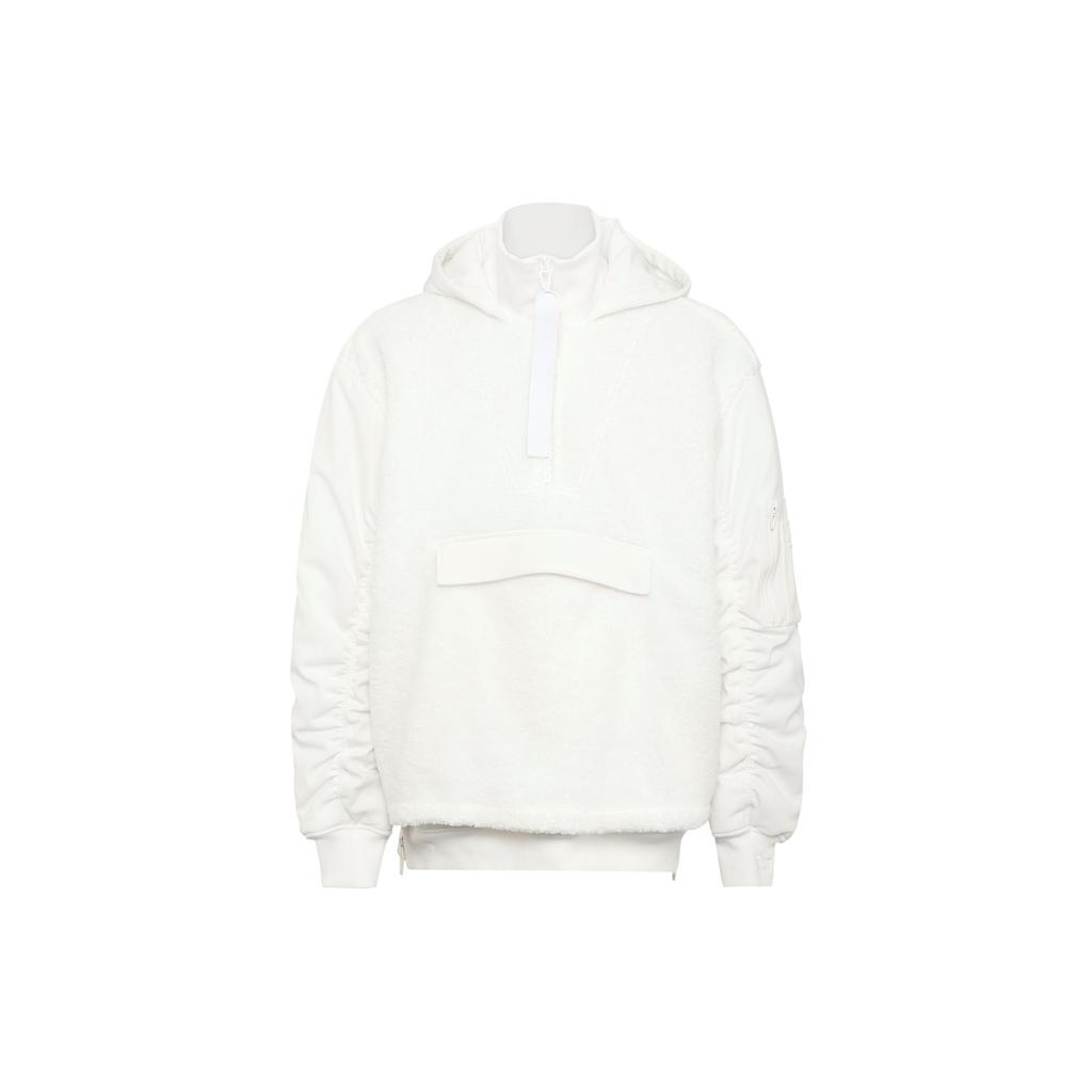 Adidas X Ivy Park Icy Park Solid Color Kangaroo Pocket Half-Zip Hooded Jacket Unisex Outerwear White H18974