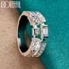 925 Sterling Silver Round Square AAA Zircon Ring Fashion Wedding Jewelry