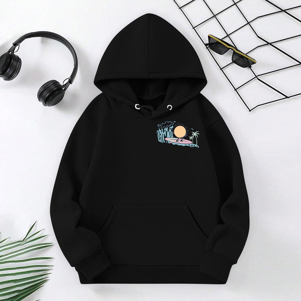 Детские толстовки, свободная спортивная рубашка с капюшоном и принтом, модная спортивная рубашка