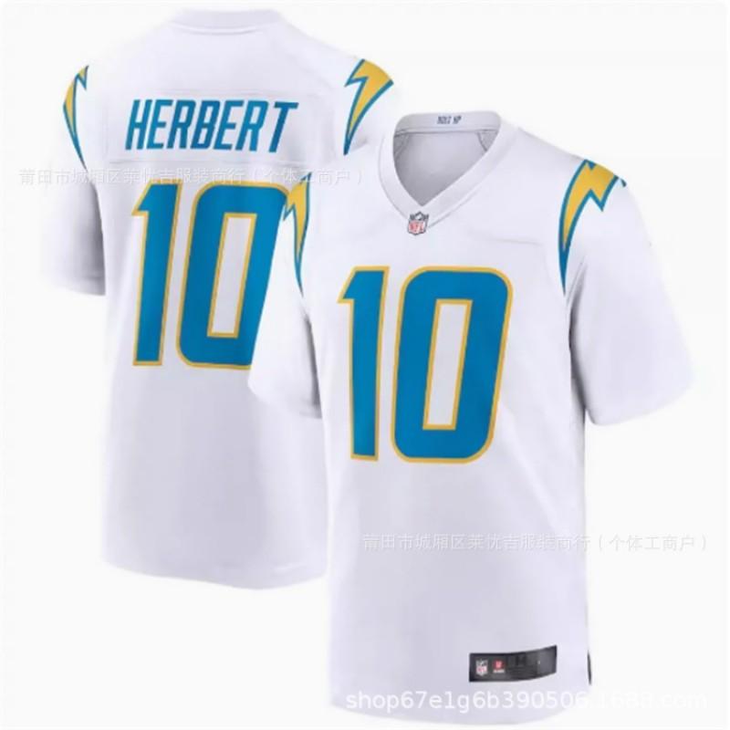 Los Angeles Chargers 10 Herbert Embroidered Football Jersey Unisex Athletic Sportswear