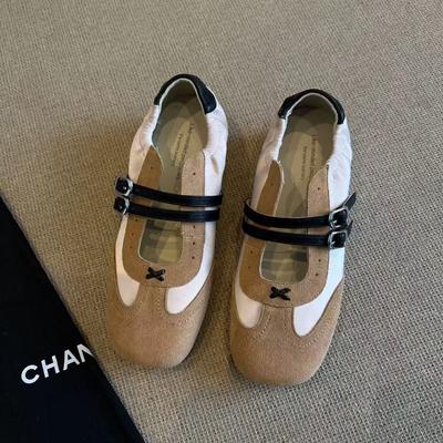 Версия из коровьей кожи~ Двойная пряжка-одно слово, удобная квадратная головка, кожаные женские туфли на плоской подошве, цветные, в повседневном спортивном стиле, одинарные