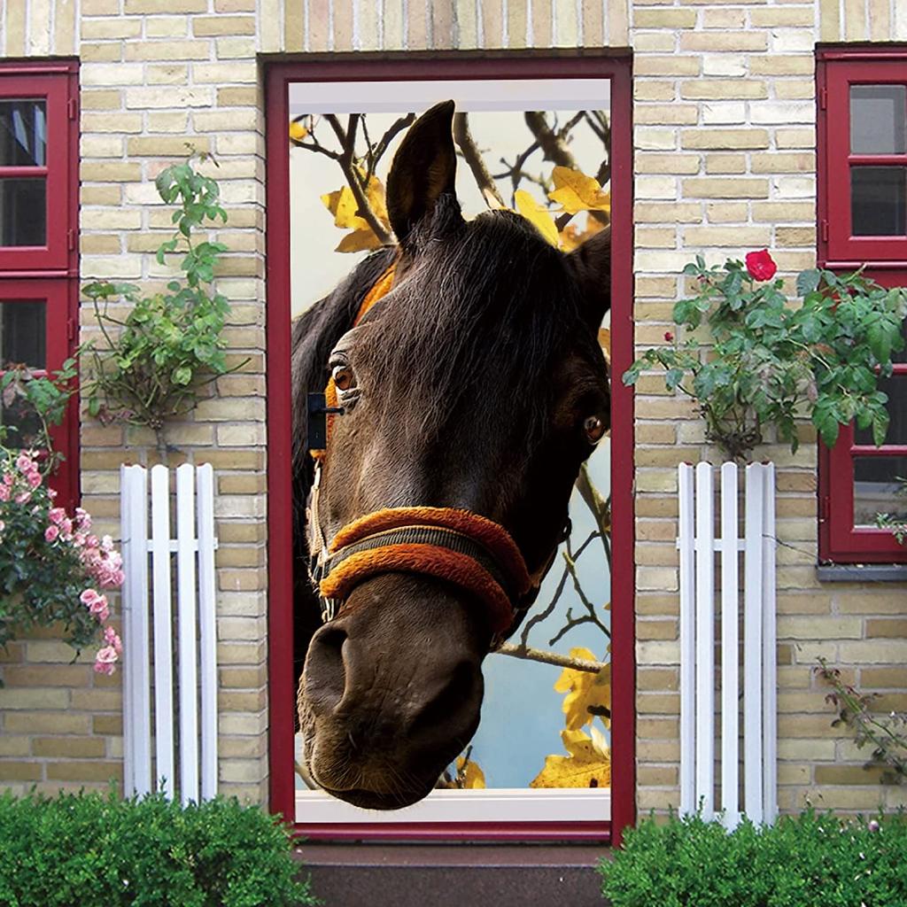 3D красочные наклейки на дверь гинкго билоба, настенная роспись гостиной, спальни, обои на дверь, наклейки на стену, самоклеящиеся, водонепроницаемый декор