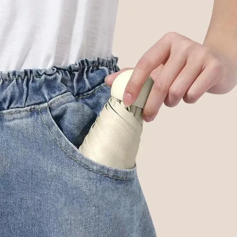 Складной легкий мини-зонт от дождя для женщин, портативный дорожный капсульный 5 складных женских зонтов, ветрозащитные зонты, зонтик